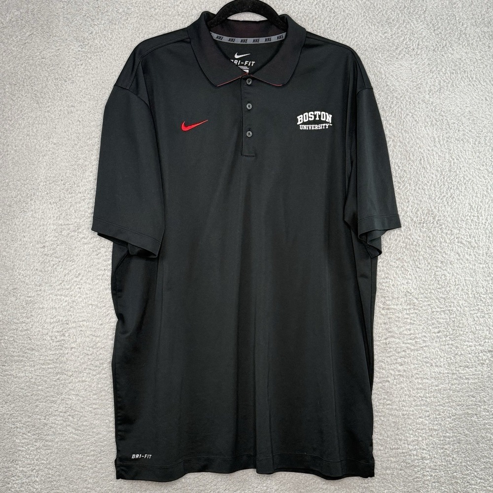 Boston University Terriers Nike Dri Fit Polo Pullover XXL Black Logo Embroidered